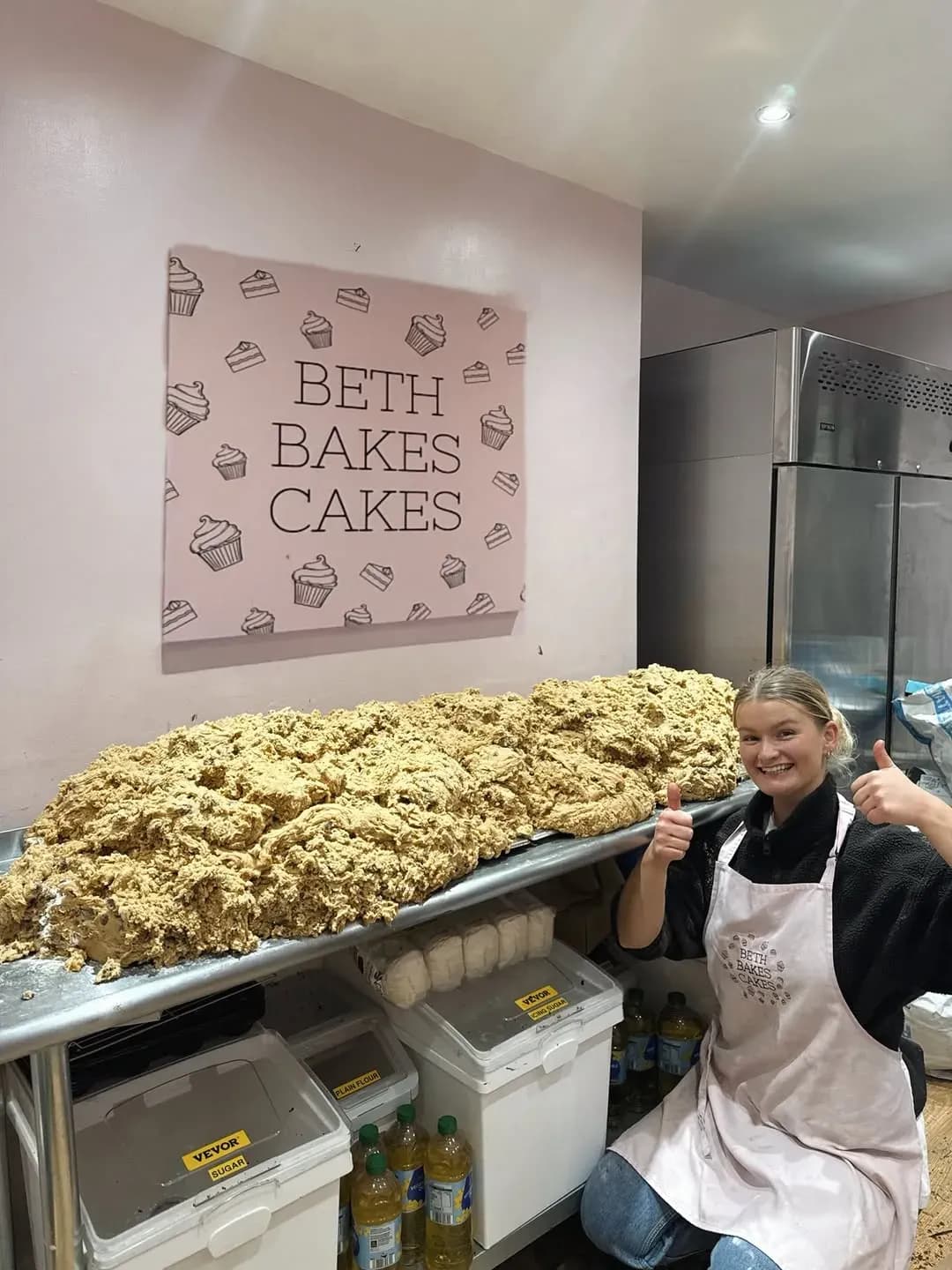 Beth baking mountains of cookie dough for Chocolate Circus