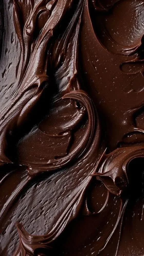 Rich chocolate ganache being spread on a fresh cake