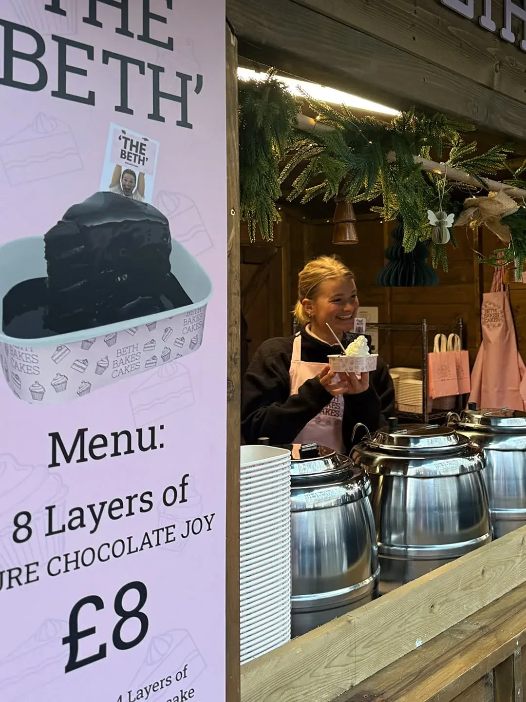 The Beth menu board: 8 layers of pure chocolate joy