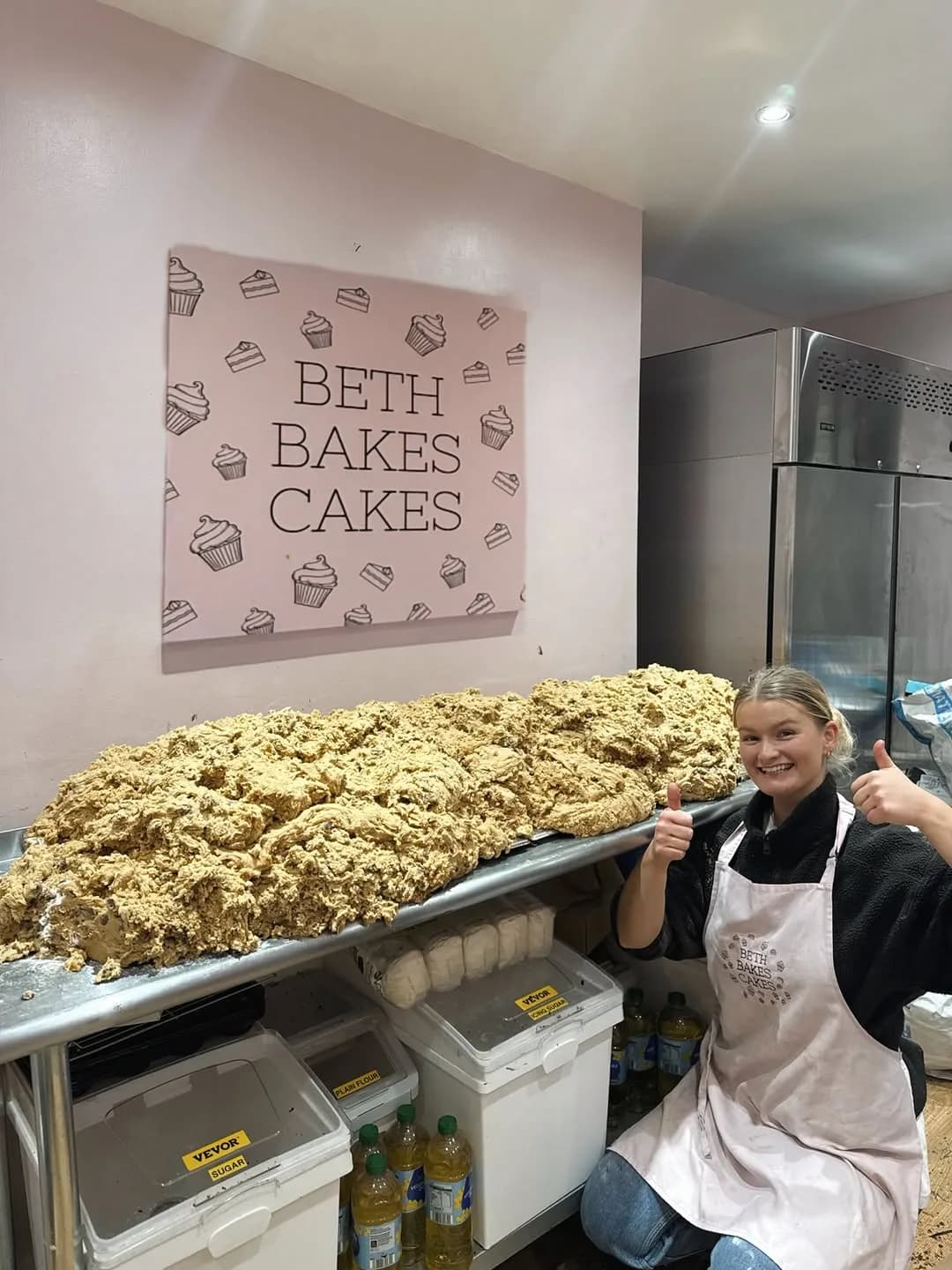 Beth baking mountains of cookie dough for Chocolate Circus