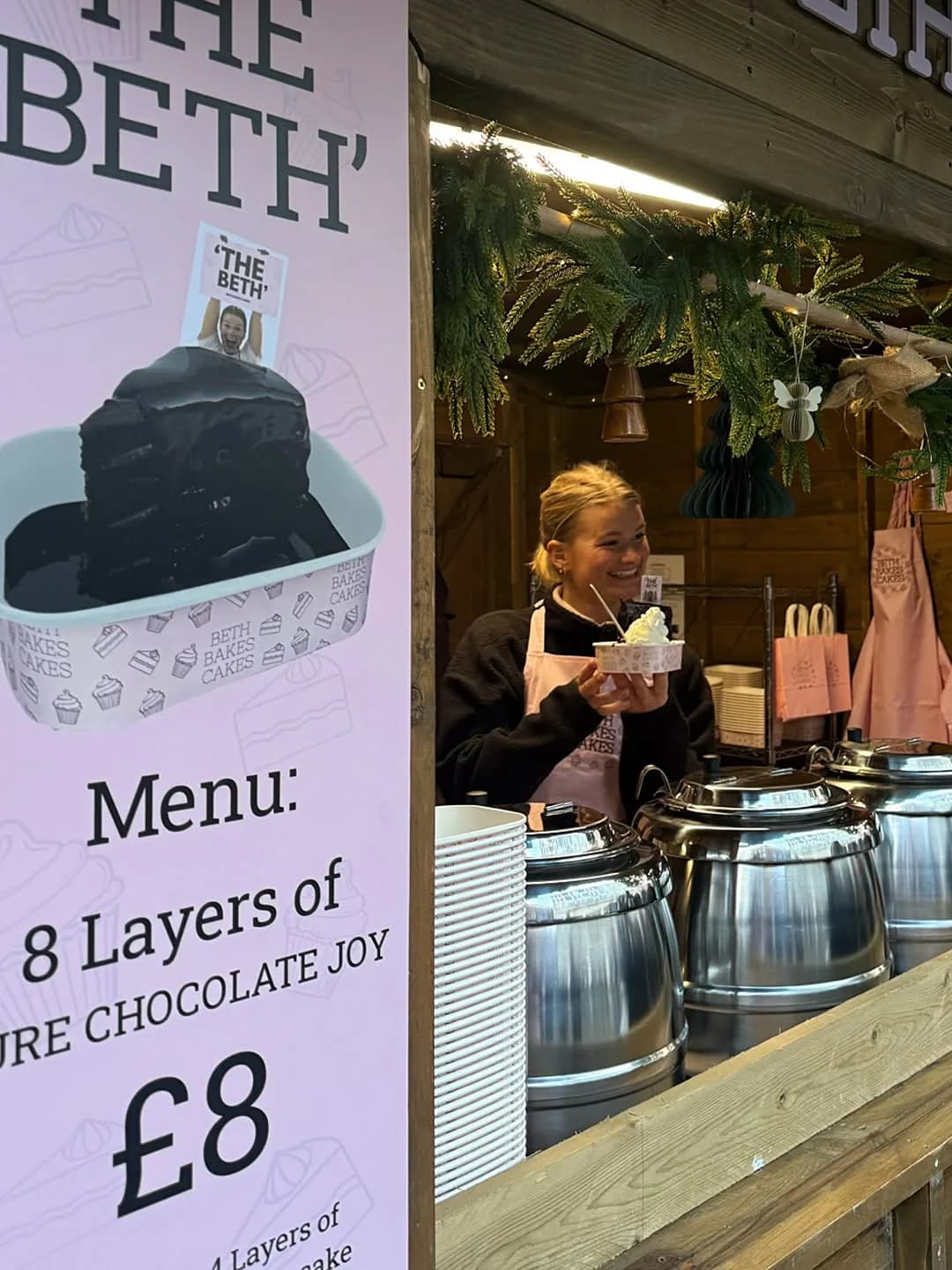 The Beth menu board: 8 layers of pure chocolate joy