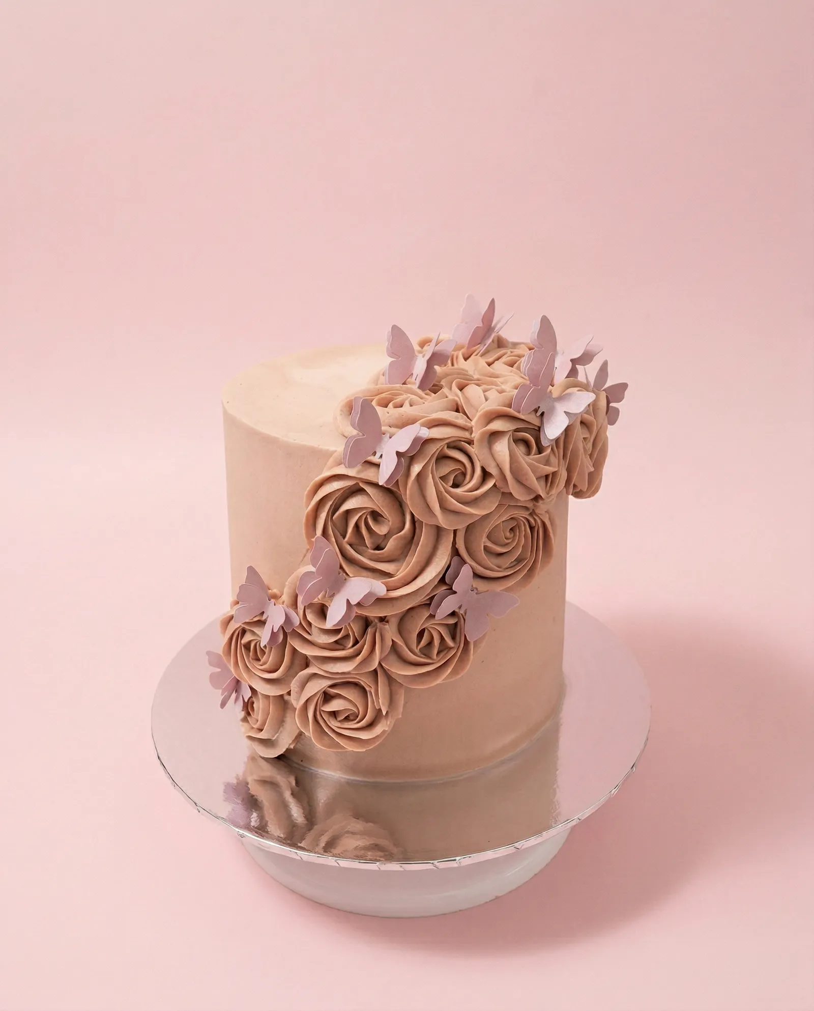 Butterfly and roses themed cake
