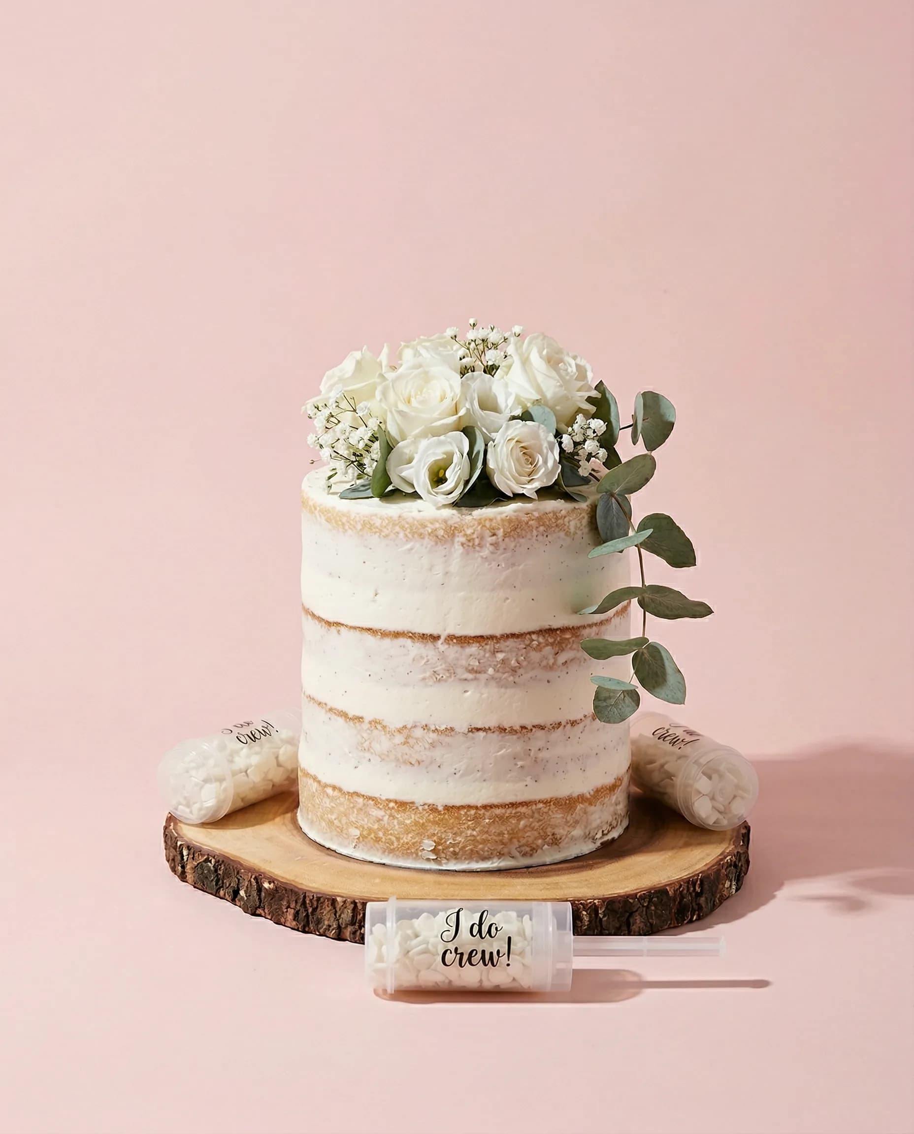 Intimate two-tier semi-naked cake for a small wedding
